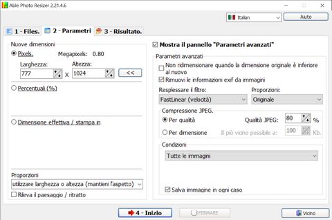 Ridimensiona l'immagine